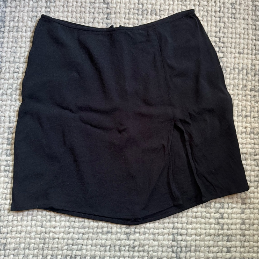 Reformation Margot Black Mini Skirt with Slit 4
